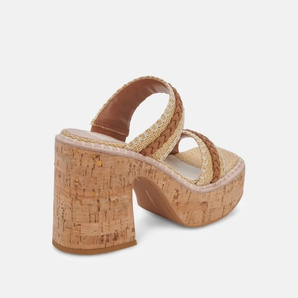 Dolce Vita Whim Heels In Honey Raffia Size 7.5